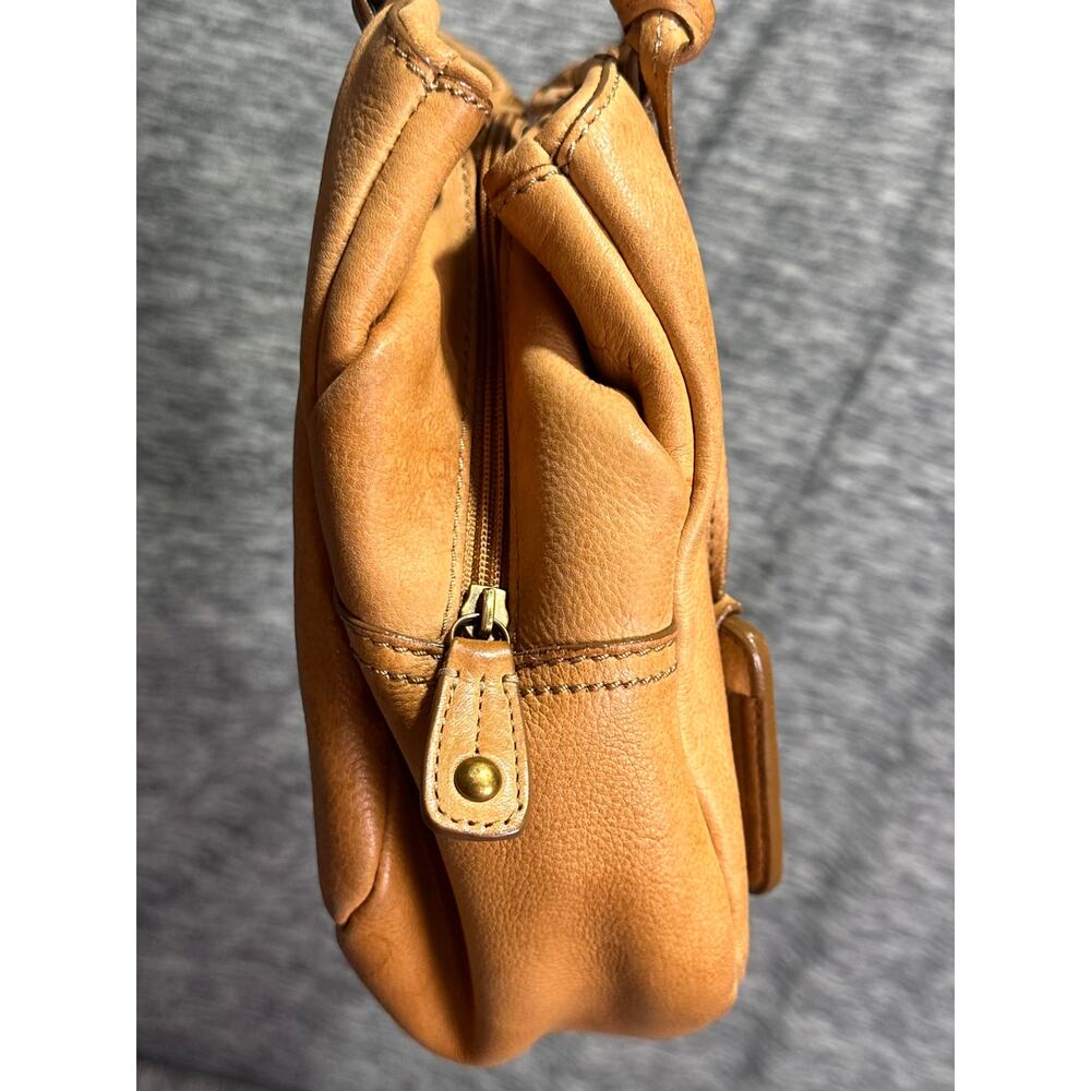 Fossil Camel Brown Leather Satchel Shoulder Bag Vintage Boho Everyday Purse - Picture 6 of 14